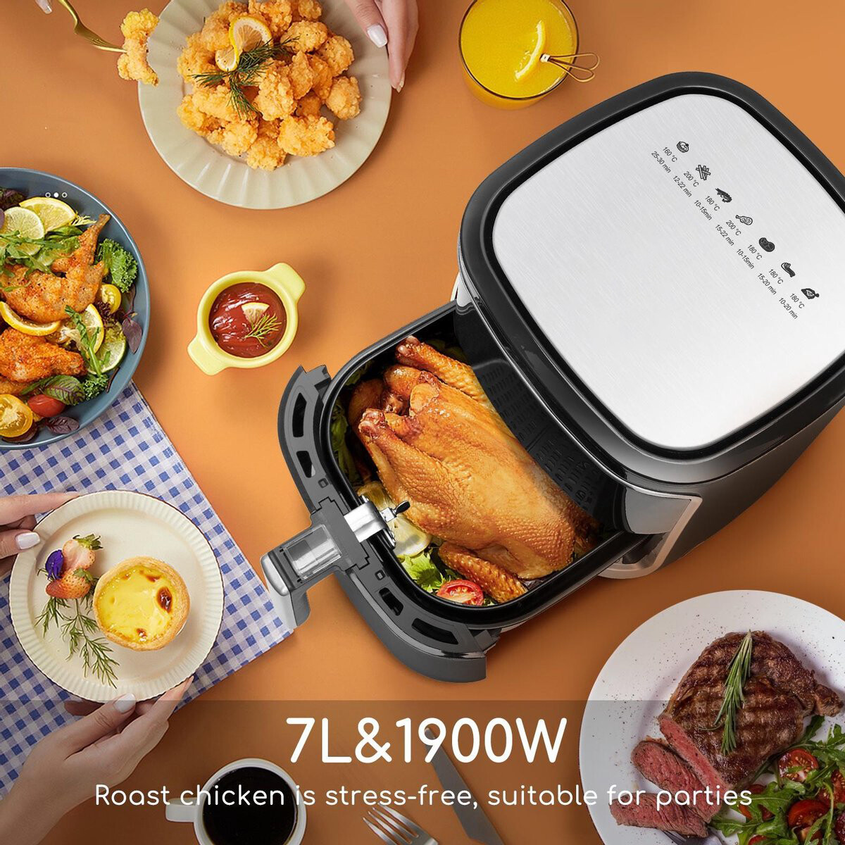 Airfryer - Aigi Frina - Heißluftfritteuse - Timer - 7 Liter - LED Touchscreen - Schwarz