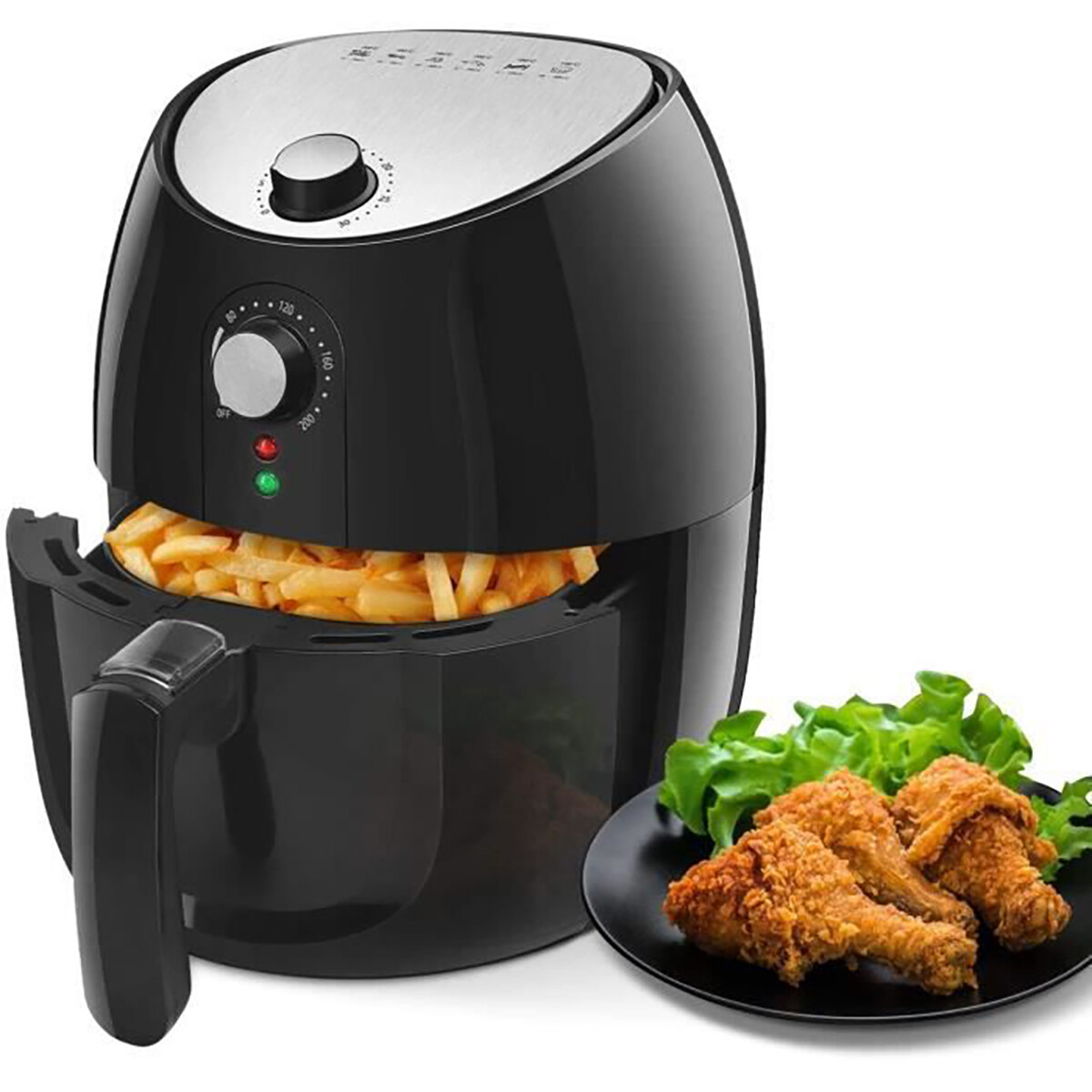 Airfryer - Aigi Hida - Heißluftfritteuse - Timer - 3.5 Liter - Schwarz/Silber