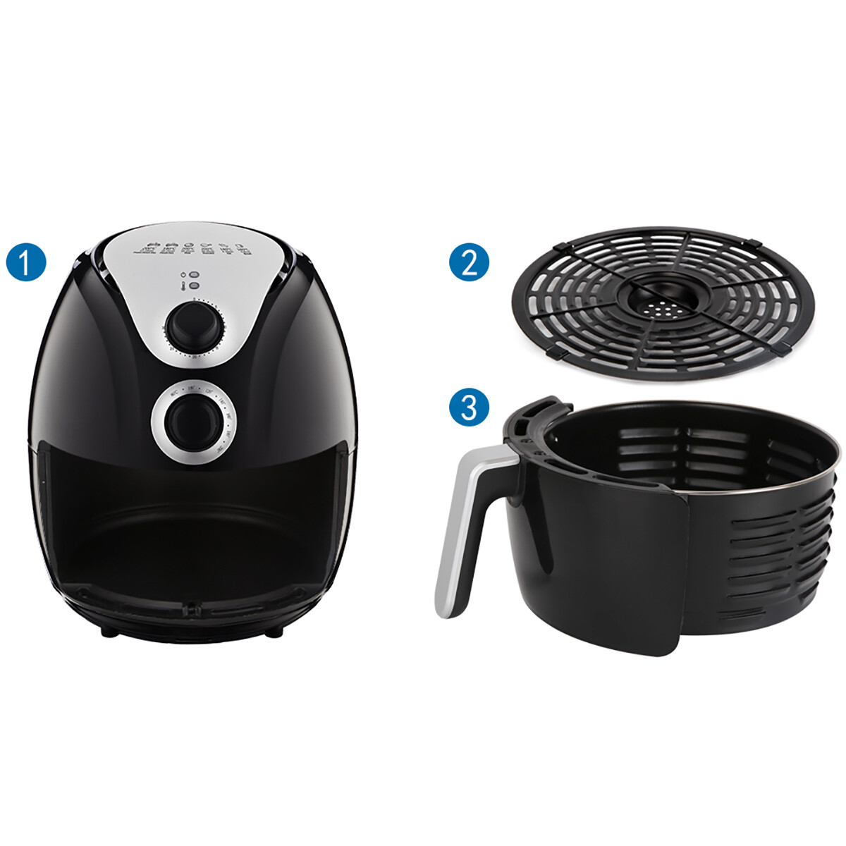 Airfryer - Aigi Hunra - Heißluft-Fritteuse - Timer - 3.5 Liter - Schwarz