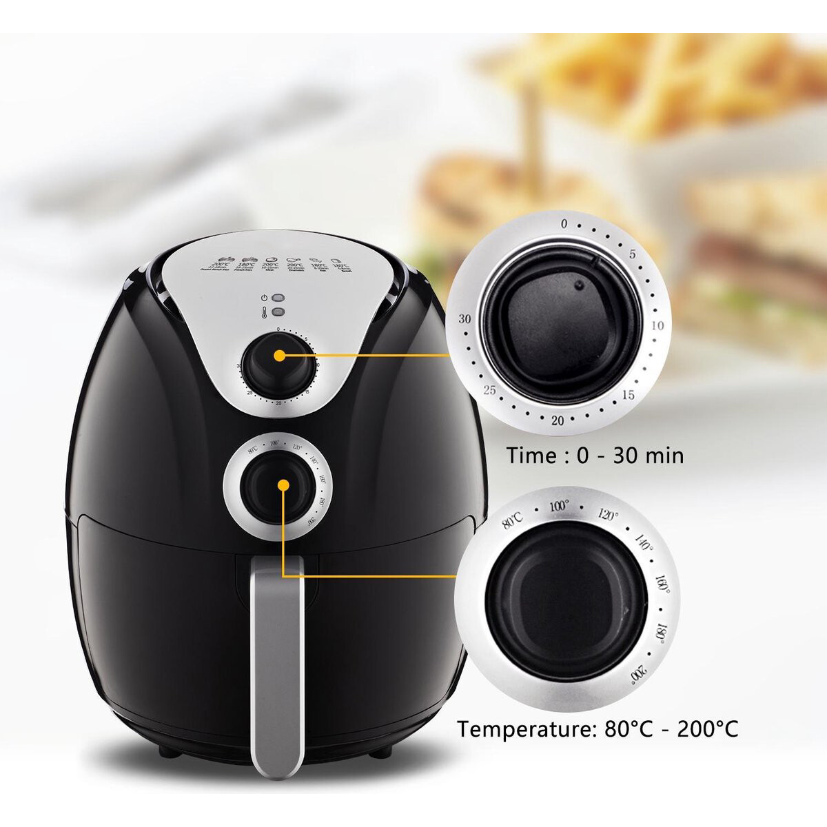 Airfryer - Aigi Hunra - Heißluft-Fritteuse - Timer - 3.5 Liter - Schwarz