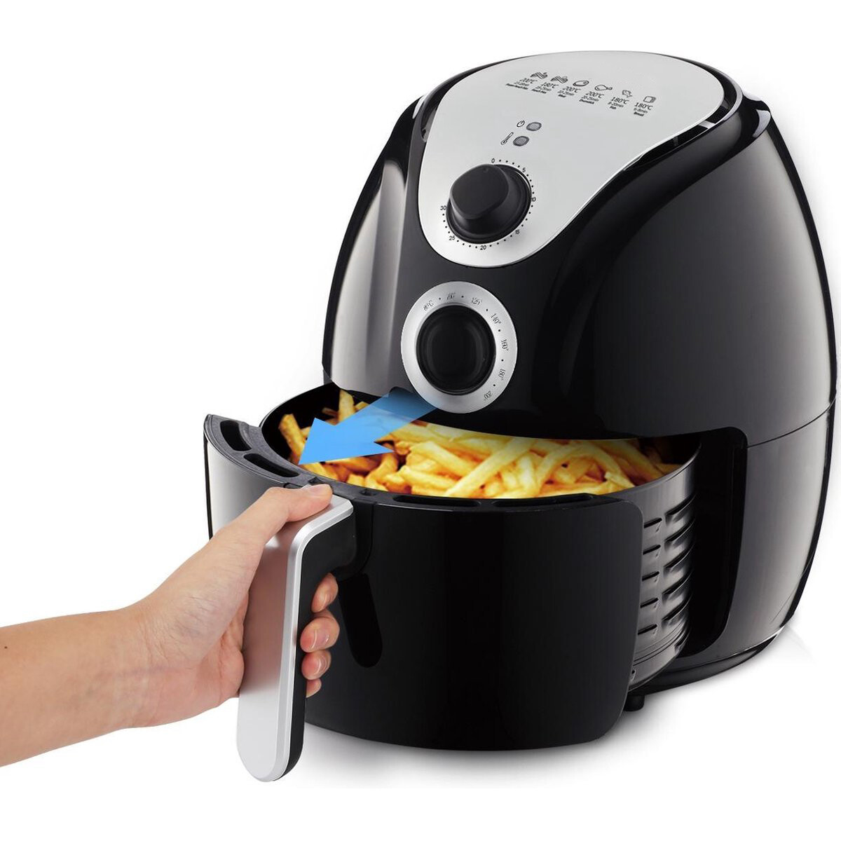 Airfryer - Aigi Hunra - Heißluft-Fritteuse - Timer - 3.5 Liter - Schwarz