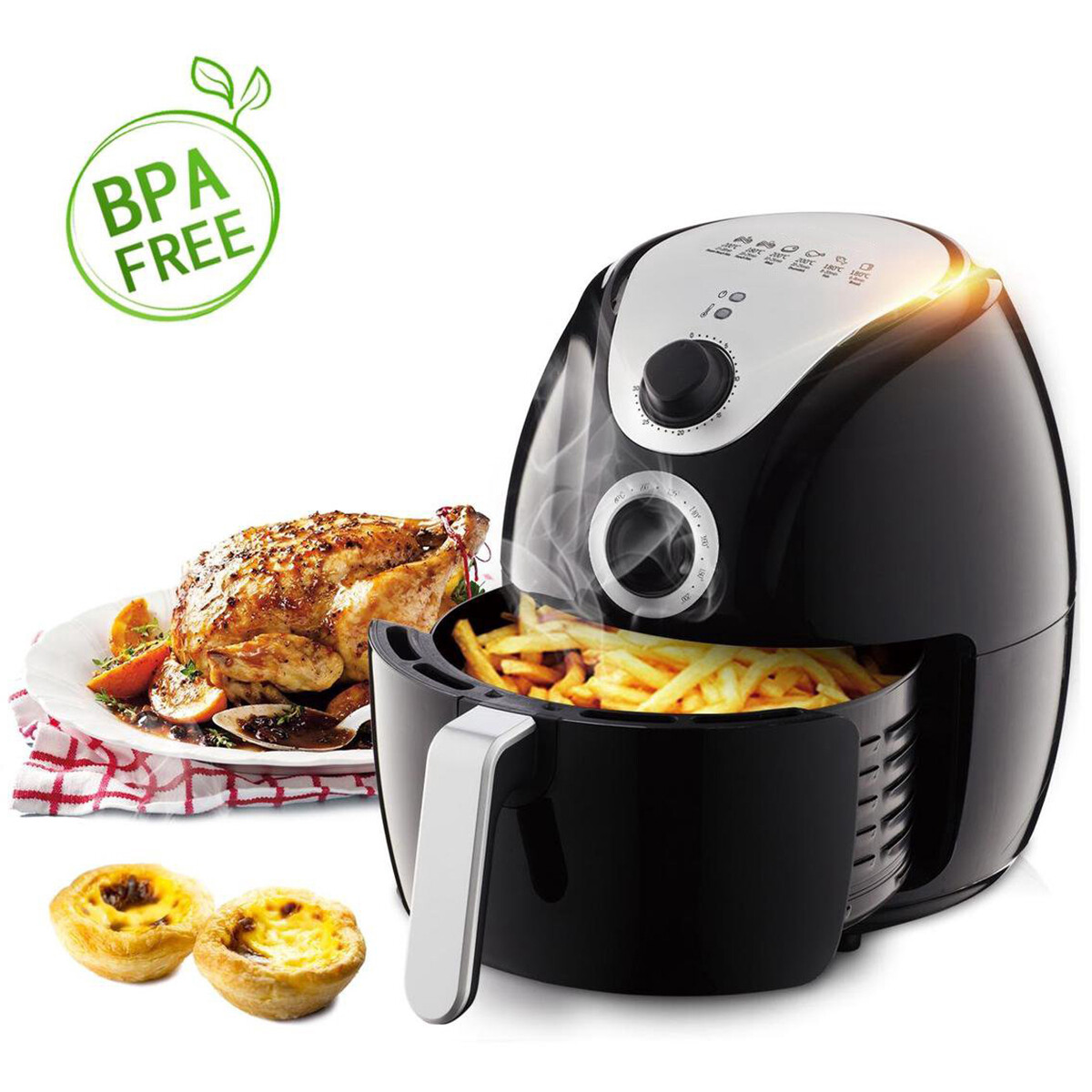 Airfryer - Aigi Hunra - Heißluft-Fritteuse - Timer - 3.5 Liter - Schwarz