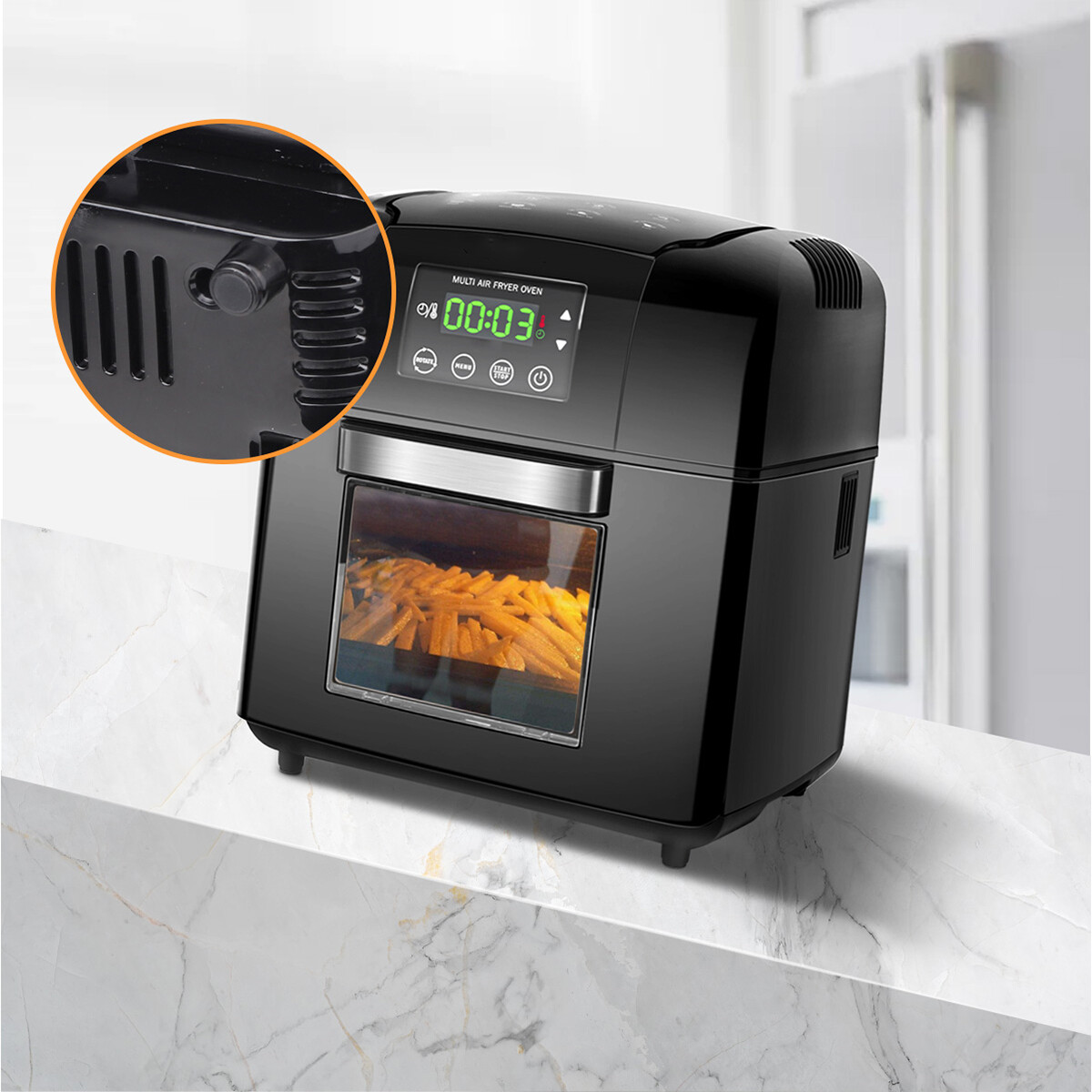 Airfryer - Aigi Masty - Heißluftfritteuse - Timer - 9.5 Liter - LED Touchscreen - Schwarz