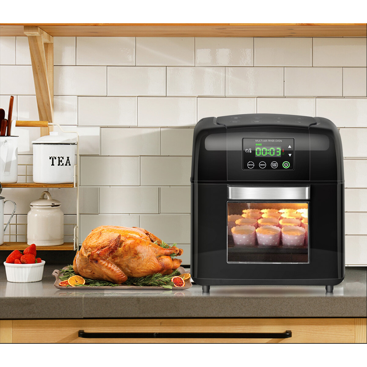 Airfryer - Aigi Masty - Heißluftfritteuse - Timer - 9.5 Liter - LED Touchscreen - Schwarz