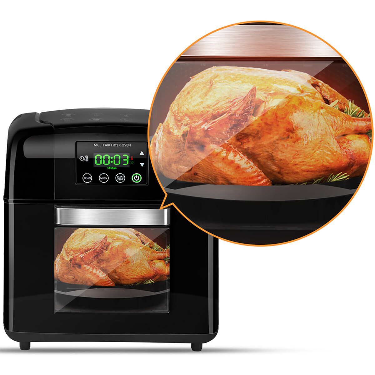 Airfryer - Aigi Masty - Heißluftfritteuse - Timer - 9.5 Liter - LED Touchscreen - Schwarz