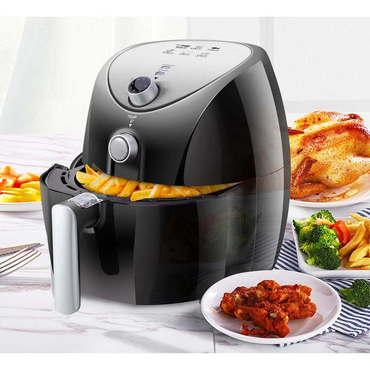 Airfryer - Aigi Sunika - Heißluft-Fritteuse - Timer - 3.2 Liter - Schwarz