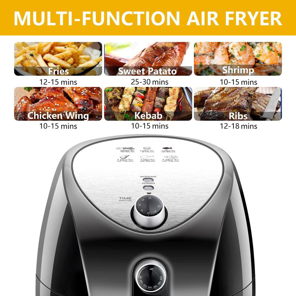 Airfryer - Aigi Sunika - Heißluft-Fritteuse - Timer - 3.2 Liter - Schwarz