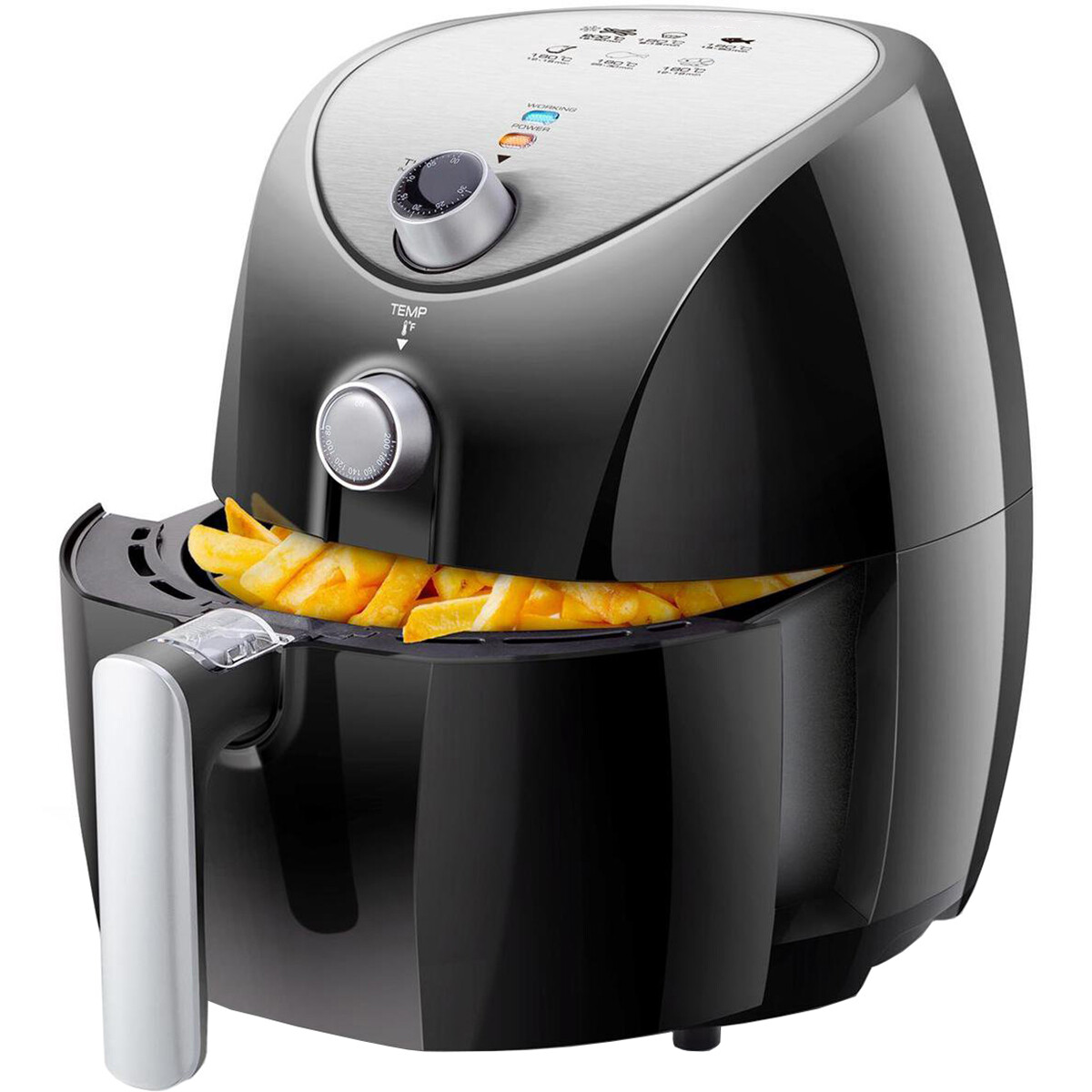 Airfryer - Aigi Sunika - Heißluft-Fritteuse - Timer - 3.2 Liter - Schwarz