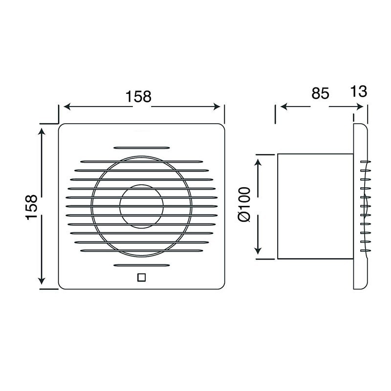 Schachteinbauventilator - 158mm - 12W - 100m3 - Matt Silber