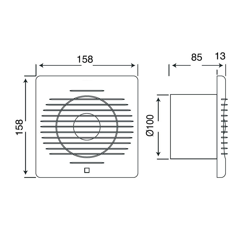 Schachteinbauventilator - 158mm - 12W - 100m3