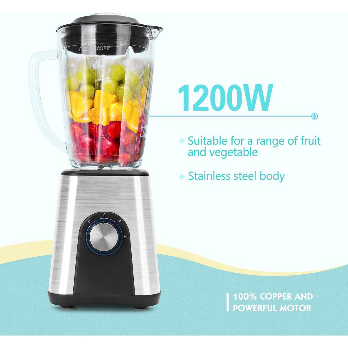 Smoothie-Maker - Aigi Archy - 1.8 Liter - 1200 Watt - Schwarz/Silber - RVS