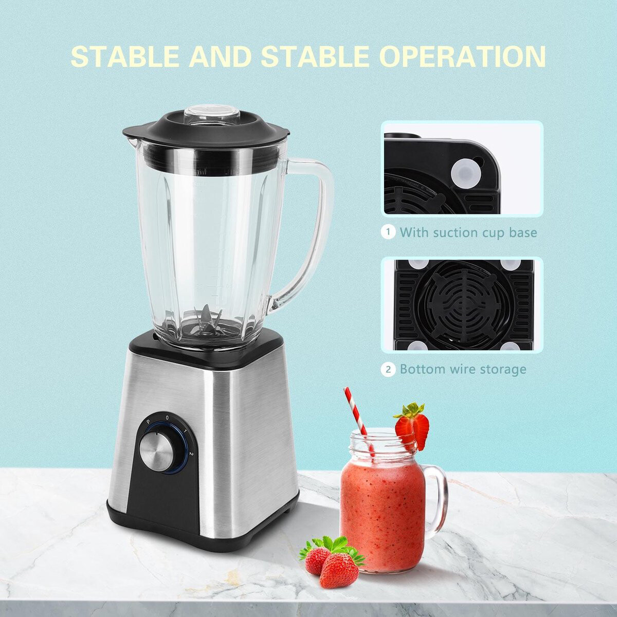 Smoothie-Maker - Aigi Archy - 1.8 Liter - 1200 Watt - Schwarz/Silber - RVS