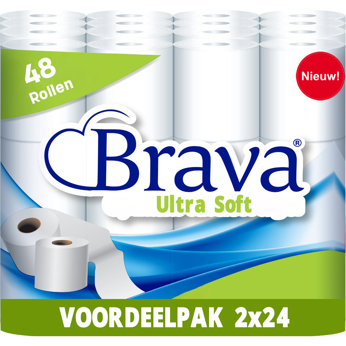 Toilettenpapier - Brava - 48 Rollen - Komfort Toilettenpapier - Vorteilspackung WC Rollen - Vorteilsbündel Toilettenrollen