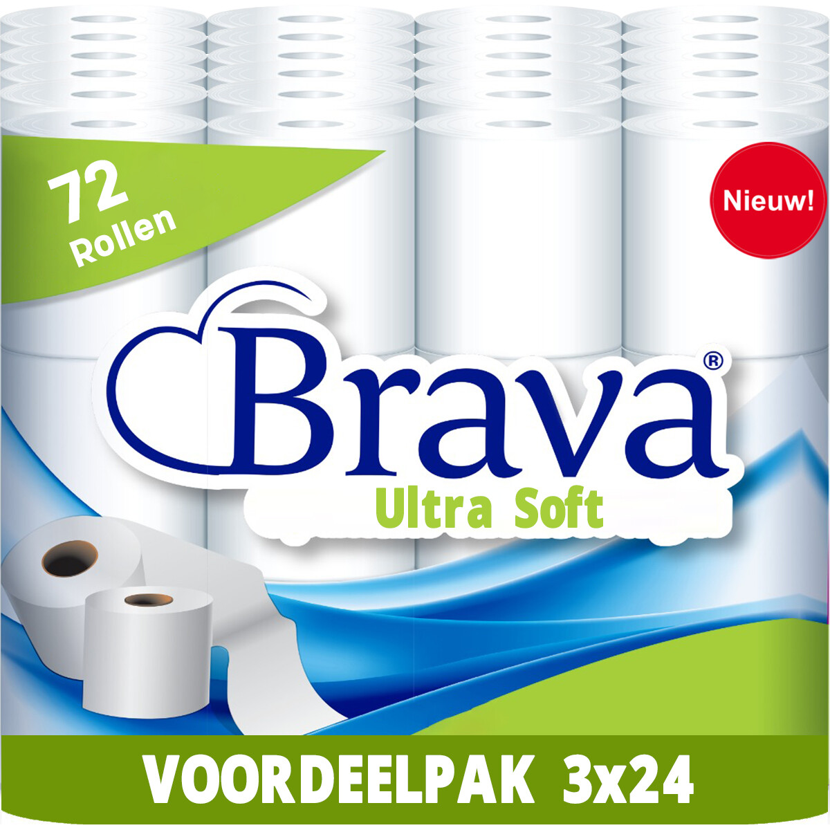 Toilettenpapier - Brava - 72 Rollen - Komfort Toilettenpapier - Vorteilspackung WC Rollen - Vorteilsbündel Toilettenrollen