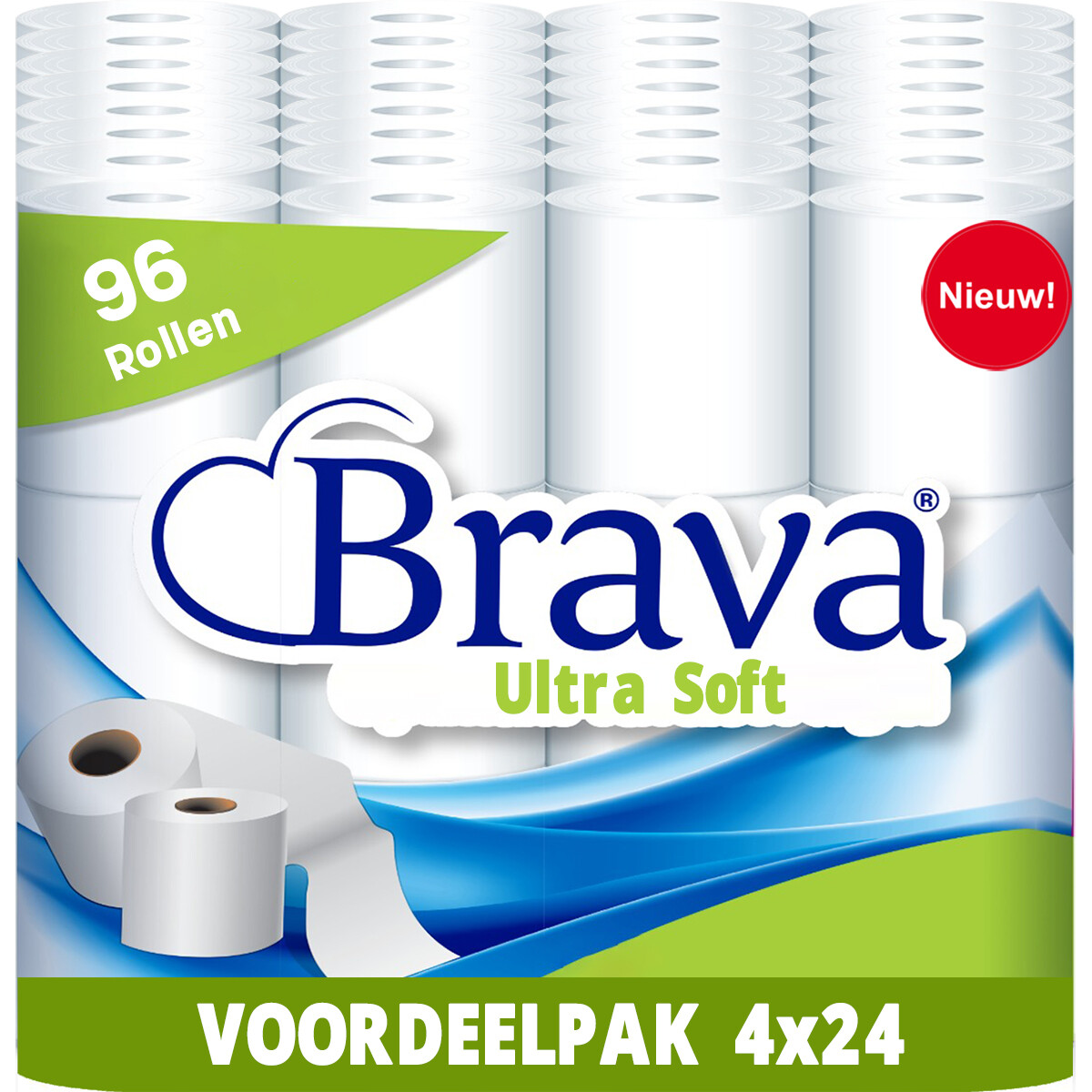 Toilettenpapier - Brava - 96 Rollen - Komfort Toilettenpapier - Vorteilspackung WC Rollen - Vorteilsbündel Toilettenrollen