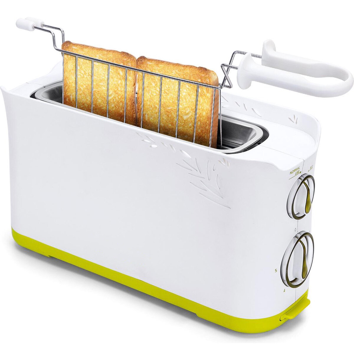 Toaster - Aigi Broty - 3 Funktionen - Aufsatzgitter - Cool Touch - Weiß/Grün