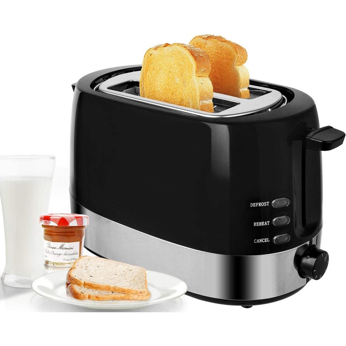 Toaster - Aigi Broty - 3 Funktionen - Verlängerungsgestell - Cool Touch - Schwarz