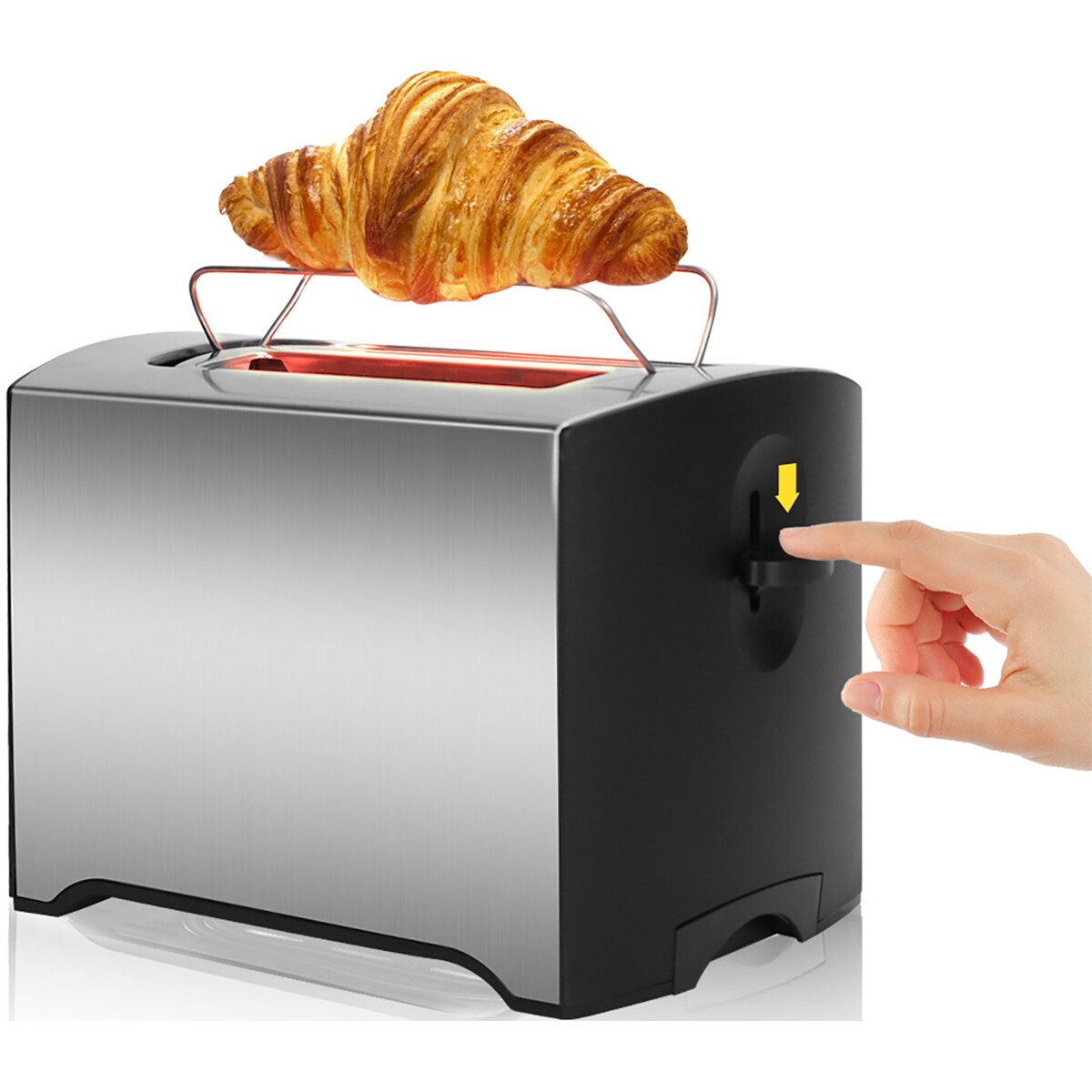 Toaster - Aigi Shino - 3 Funktionen - RVS - Schwarz