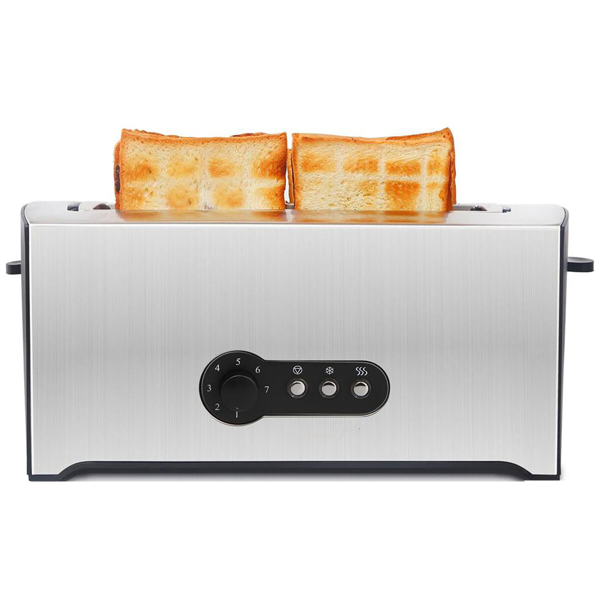 Toaster - Aigi Shino XL - 3 Funktionen - RVS - Schwarz