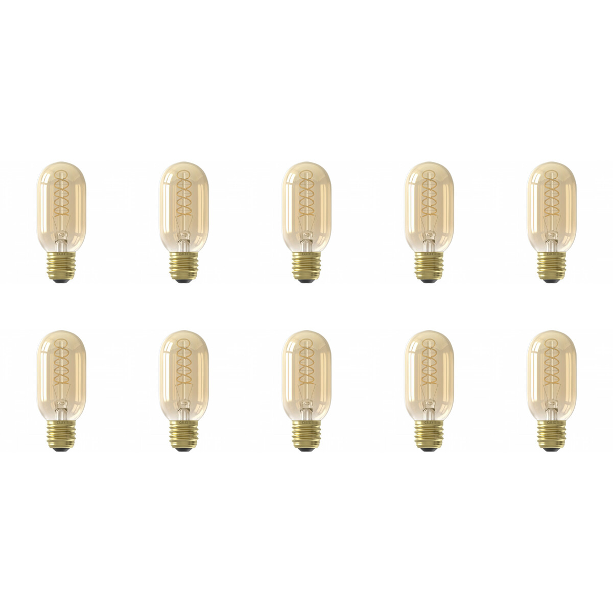 CALEX - LED Lampe 10er Pack - LED Röhrenlampe - Filament - E27 Sockel - Dimmbar - 4W - Warmweiß 2100K - Bernstein