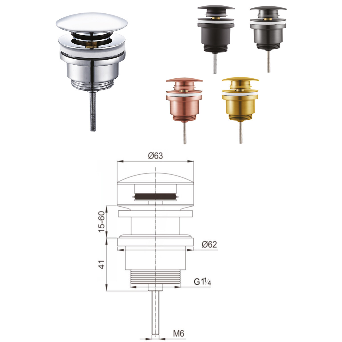 Clickwaste-Abflussstopfen - Leoni Clis - Messing - PVD - Gebürstetes Gold