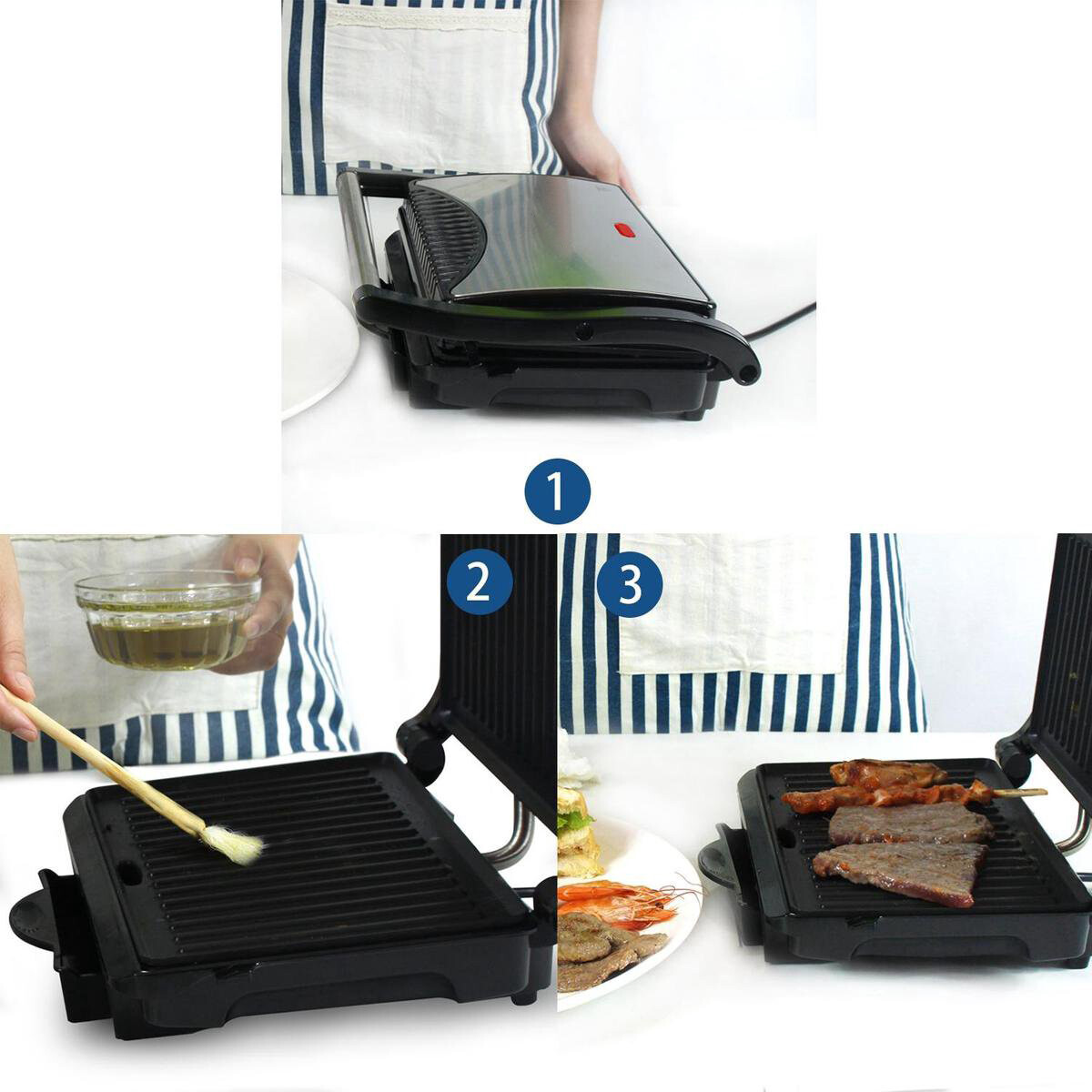 Kontaktgrill - Aigi Heron - Cool Touch - RVS - Schwarz/Silber