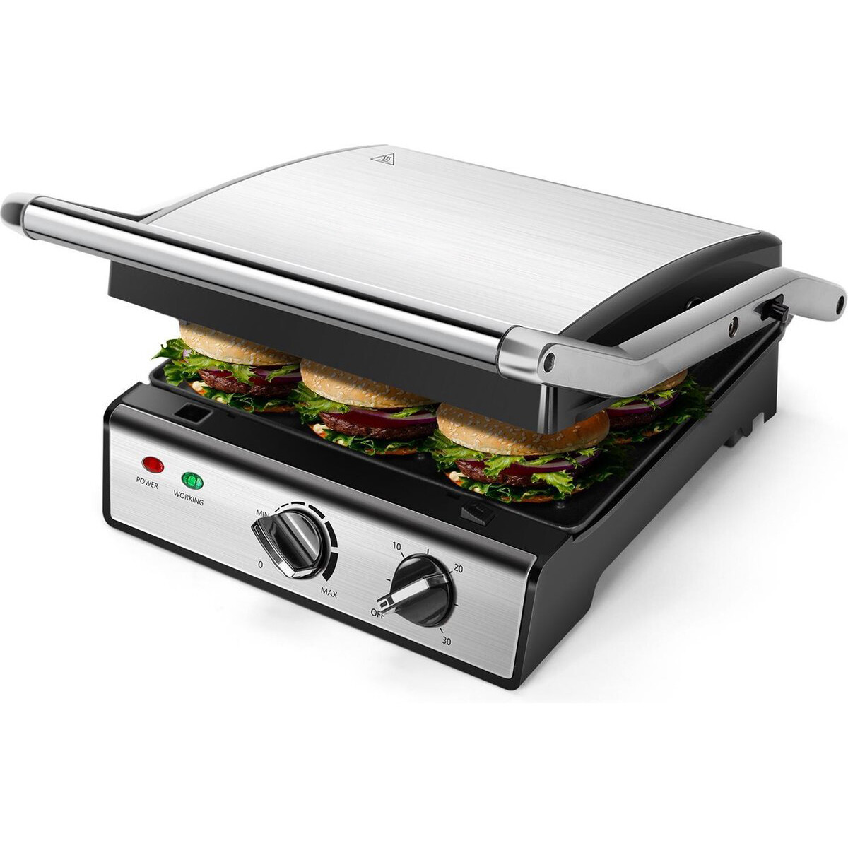 Kontaktgrill - Aigi Mixo - Cool Touch - Timer - RVS - Schwarz/Silber