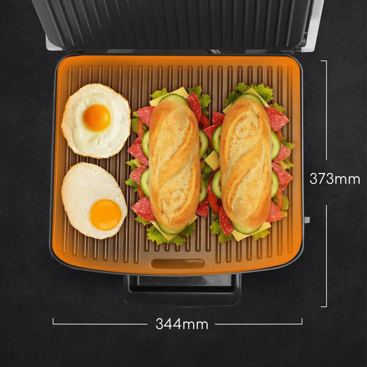 Kontaktgrill - Sandwichmaker - Sandwich Eisen - Aigi Uzana - Cool Touch - Edelstahl - Schwarz/Silber