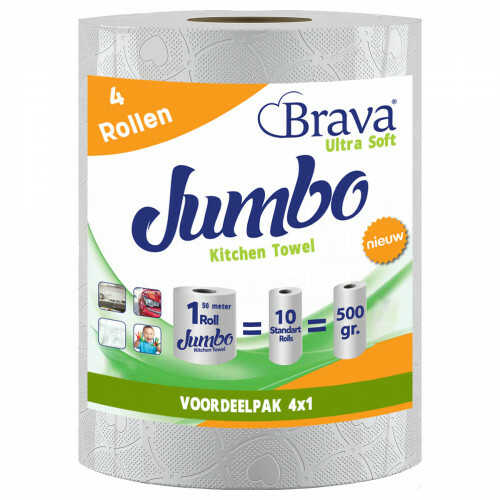 Brava - Super Küchenpapier - 4 Maxi XXL Rollen - Ultra Saugfähiges Küchenpapier - Ultra Clean Küchenrolle - Vorteilspackung