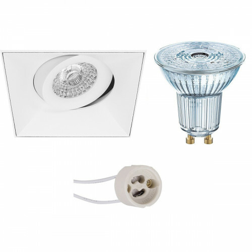 LEDVANCE - LED Spot Set - Parathom PAR16 940 36D - Pragmi Nivas Pro - GU10 Sockel - Dimmbar - Einbau Quadratisch - Mattweiß - 5.5W - Universalweiß 4000K - Trimless - Kippbar - 150mm