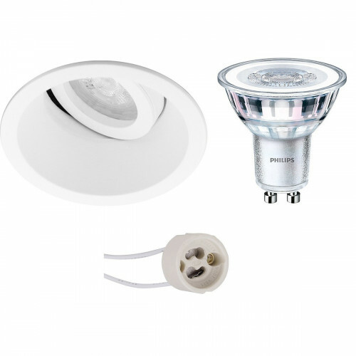 PHILIPS - LED Spot Set - CorePro 830 36D - Pragmi Zano Pro - GU10 Sockel - Einbau Rund - Mattweiß - 3.5W - Warmweiß 3000K - Kippbar - Ø93mm