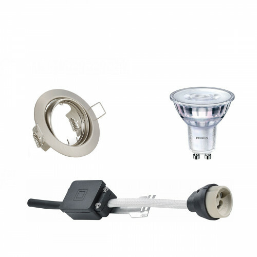 PHILIPS - LED Spot Set - SceneSwitch 827 36D - GU10 Sockel - Dimmbar - Einbau Rund - Matt Nickel - 1.5W-5W - Warmweiß 2200K-2700K - Kippbar Ø83mm