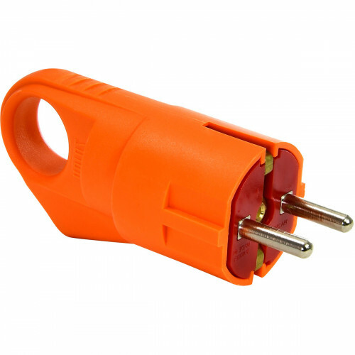 Schuko-Stecker - Velis - Spritzwassergeschützt IP44 - Schutzkontakt - Griff - Gummi - Orange