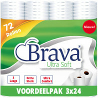 Brava - Toilettenpapier - 72 Rollen - 3-lagig - Komfort Toilettenpapier - Vorteilspackung WC Rollen - Vorteilsbündel Toilettenrollen