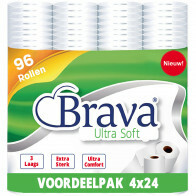 Brava - Toilettenpapier - 96 Rollen - 3-lagig - Komfort Toilettenpapier - Vorteilspackung WC Rollen - Vorteilsbündel Toilettenrollen