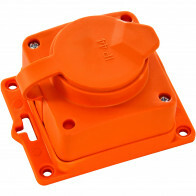 Außensteckdosenleiste - Decon - 1 Steckdose - Spritzwassergeschützt IP44 - Wandmontage - Schutzkontakt - Gummi - Orange