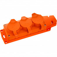 Außensteckdosenleiste - Decon - 3 Steckdosen - Spritzwassergeschützt IP44 - Wandmontage - Schutzkontakt - Gummi - Orange