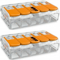 WAGO - Verbindungsklemmen Set 2 Stück - 5-polig mit Klemmen - Orange