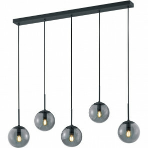 LED Hanglamp - Trion Balina - E14 Fitting - 5-lichts - Rechthoek - Mat Zwart - Aluminium