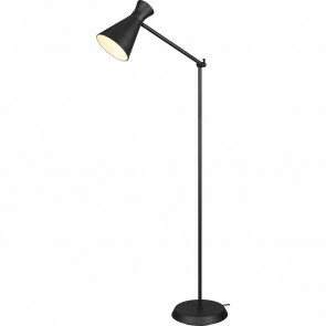 LED Vloerlamp - Vloerverlichting - Trion Ewomi - E27 Fitting - Rond - Mat Zwart - Aluminium