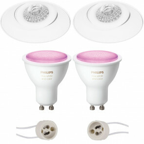 PHILIPS HUE - LED Spot Set GU10 - White and Color Ambiance - Bluetooth - Pragmi Nivas Pro - Inbouw Rond - Mat Wit - Trimless - Kantelbaar - Ø150mm