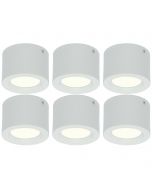 LED Downlight 6 Pack - Opbouw Rond Hoog 5W - Natuurlijk Wit 4200K - Mat Wit Aluminium - Ø105mm