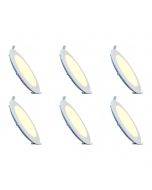 LED Downlight Slim 6 Pack - Inbouw Rond 9W - Warm Wit 2700K - Mat Wit - Aluminium - Ø146mm