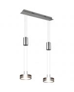 LED Hanglamp - Hangverlichting - Trion Franco - 14.4W - 2-lichts - Warm Wit 3000K - Rond - Mat Nikkel - Aluminium