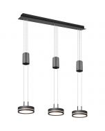 LED Hanglamp - Hangverlichting - Trion Franco - 21.6W - 3-lichts - Warm Wit 3000K - Rond - Mat Antraciet - Aluminium