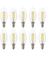 LED Lamp 10 Pack - Kaarslamp - Filament - E14 Fitting - 4W Dimbaar - Warm Wit 2700K