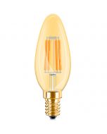 LED Lamp E14 Kaars Filament - Brinton - Amber 4W 360lm - 822 Zeer Warm Wit 2200K - C35 | Vervangt 32W