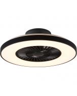 LED Plafondlamp met Ventilator - Plafondventilator - Trion Haron - 40W - Rond - Mat Chroom - Kunststof 