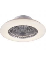 LED Plafondlamp met Ventilator - Plafondventilator - Trion Haron - 40W - Rond - Mat Chroom - Kunststof 