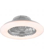 LED Plafondlamp met Ventilator - Plafondventilator - Trion Haron - 40W - Rond - Mat Chroom - Kunststof 